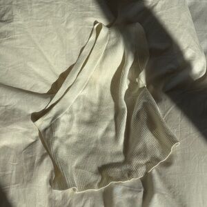 Cream Ribbed Knit Top